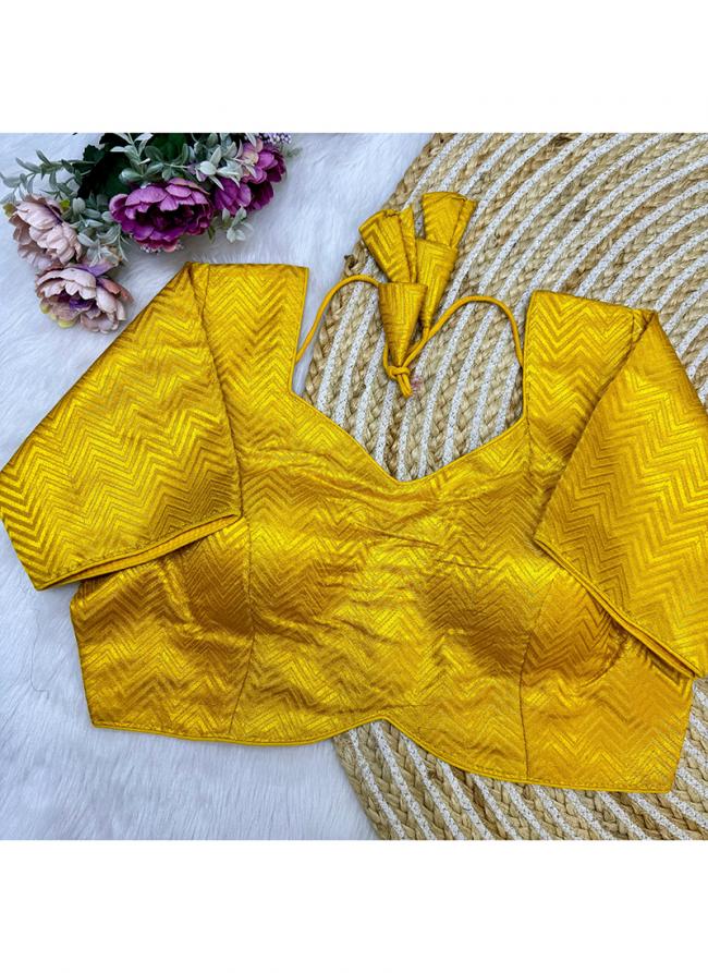 Banarasi Silk Yellow Traditional Wear Jacquard Blouse